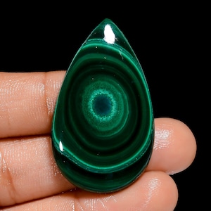 Pietra preziosa sciolta cabochon a forma di pera in malachite naturale per la creazione di gioielli, 67 carati, 41 x 24 x 4 mm (malachite come da foto)