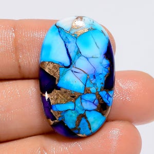 Pietra preziosa cabochon ovale naturale turchese viola per la creazione di gioielli, 26 carati, 28 x 16 x 3 mm (pietra come da immagine).