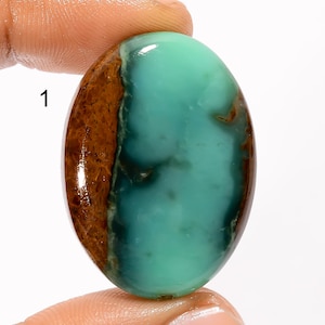 Cabochon de chrysoprase biologique naturel, cristal de chrysoprase, cristal brun vert poli, lisse