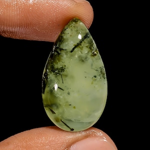 Cabochon naturel en forme de poire en préhnite, pierre précieuse en vrac pour la fabrication de bijoux, 29 carats 28 x 16 x 7 mm (pierre comme sur la photo)