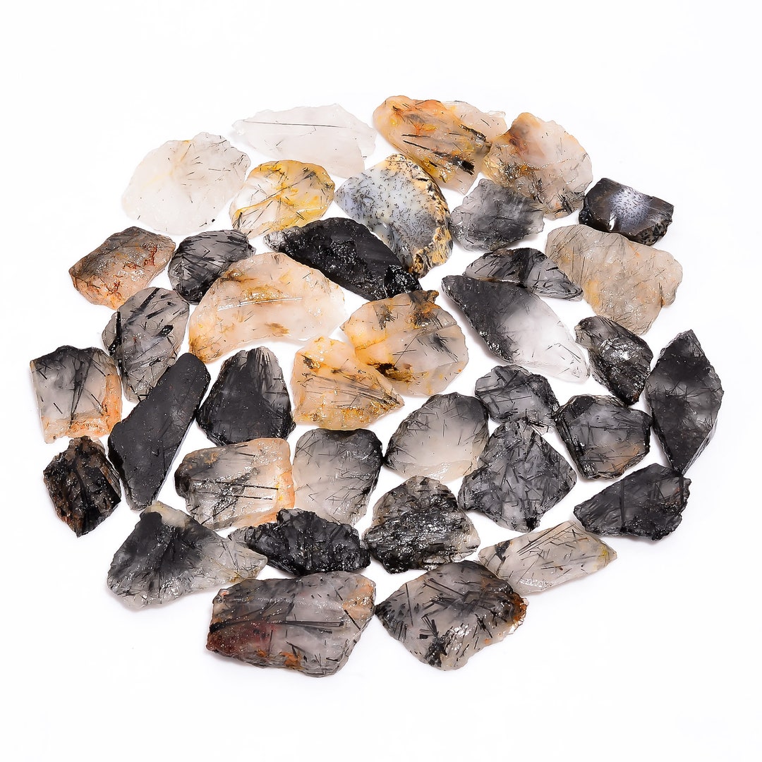 Natural Black Rutile Quartz Slice, Black Rutile Quartz Slab ,raw Black ...