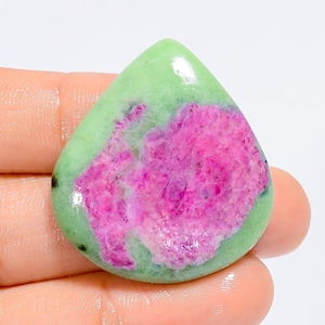 Cabochon en forme de poire, rubis zoisite naturel, pierre précieuse en vrac pour la fabrication de bijoux, 65 carats 33 x 30 x 5 mm (pierre comme sur la photo)