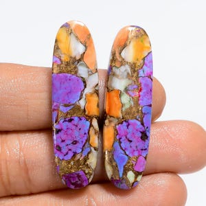 Natürliche Auster Türkis Oval Form Cabochon Lose Edelstein-Paar für Ohrringe Gewicht 34 Karat Größe 39X11X4mm
