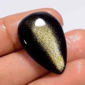 Natürliche Golden Sheen Obsidian Birnenform Cabachon Lose Edelstein für die Herstellung von Schmuck 19 Ct 27X17X4mm (Stein als Abbildung)