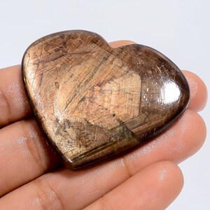 Natuurlijke gouden saffier hartvorm cabochon edelsteen voor het maken van sieraden 124 kt. 38 x 46 x 4 mm (steen als foto)