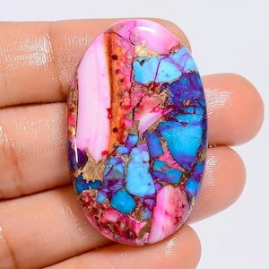 Cabochon ovale di turchese spinoso naturale, pietra preziosa sciolta per la creazione di gioielli, 51 carati, 38 x 24 x 5 mm (pietra come da foto)