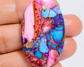 Spiny Oyster Turquoise Cabochon: Oval Gemstone for Jewelry Making