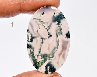 Natural Moss Agate Cabochon / Loose Moss Agate Gemstone / Oval Shape Green Moss Agate Crystal / Jewelry Making Stone / Gift For Her