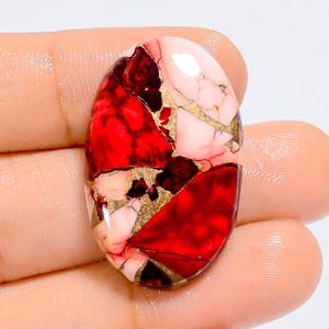Roter Büffel-Türkis-Cabochon-ovale Form-Cabochon-loser Edelstein für die Herstellung von Schmuck 27 Ct. 31X19X5 mm (Stein wie Abbildung