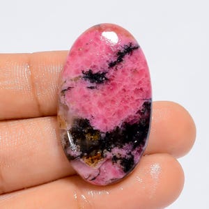 Cabujón de rodonita natural ovalado, piedra preciosa suelta para joyería, 52 ct., 36 x 20 x 6 mm (rodonita como en la imagen).