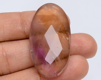 Natural Ametrine Gemstone: 52 Carat Oval Rose Cut Stone (37X19X6 mm)