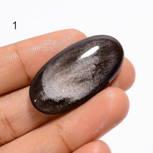 Natuurlijke zilverglans obsidiaan cabochon zilver obsidiaan kristal glad aan beide zijden gepolijst zilver kristal