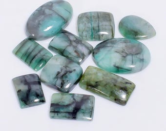Natural Emerald Cabochon Lot: Mixed Shape Loose Gemstones, 128 Ct