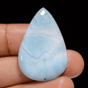 Larimar naturale a forma di pera, pietra preziosa sfusa, pectolite, pietra preziosa per la creazione di gioielli, 34 carati, 34 x 22 x 5 mm (pietra come da foto).