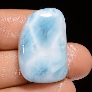 Larimar naturale, pietra preziosa sfusa a forma di cabochon, pectolite, pietra preziosa per la creazione di gioielli, 33 carati, 26 x 17 x 6 mm (pietra come da foto).