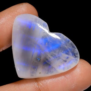 Cabochon naturel en forme de coeur avec pierre de lune arc-en-ciel, pierre précieuse en vrac pour la fabrication de bijoux, 42 carats 24 x 31 x 5 mm (pierre comme image)