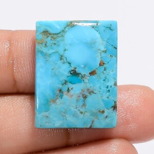 Natuurlijke Kingman-turkoois cabochon, hemelsblauw turkoois kristal, rechthoekige Kingman-turkoois edelsteen, maat 25 x 19 x 6 mm, gewicht: 30 karaat