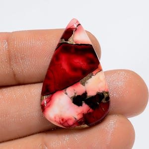Cabochon rouge naturel en forme de poire turquoise de buffle, pierre précieuse en vrac pour la fabrication de bijoux, 19 carats 28 x 18 x 3 mm (pierre comme sur la photo)