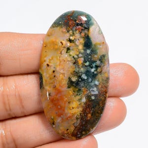 Pietra preziosa sciolta cabochon a forma di pera in diaspro oceanico naturale, peso 58 carati, dimensioni 36X31X7mm
