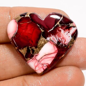 Raro cabochon a forma di cuore di turchese di bufalo rosso, pietra preziosa sfusa per la creazione di gioielli, 27 carati, 25 x 28 x 5 mm (pietra come da immagine)