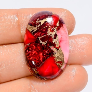 Red Buffalo Türkis Cabochon Oval Form Cabochon Lose Edelstein für die Herstellung von Schmuck 28 Ct 30X20X6mm ( Stein als Bild )