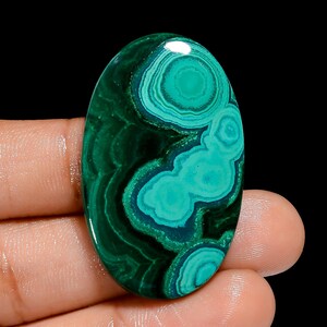 Malachite naturale ovale cabochon pietra preziosa sciolta per la creazione di gioielli 62 carati 40X24X3 mm (malachite come da foto)