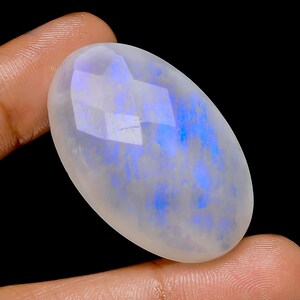 Pedra da lua natural em formato oval facetada solta, pedra da lua cortada para fazer joias 75 Ct. 37X24X8 mm (pedra como na imagem)