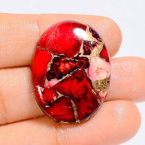 Roter Büffel-Türkis-Cabochon-ovale Form-Cabochon-loser Edelstein für die Herstellung von Schmuck 29 Ct. 30X23X5 mm (Stein wie Abbildung