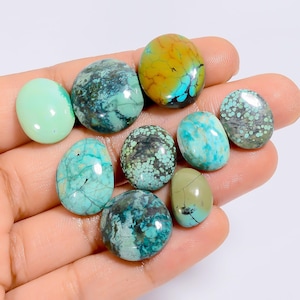 Natürliche tibetische Türkis Cabochon lose Edelstein 10 Stück Lot für die Herstellung von Schmuck 87 Ct. 14X9 18 x 15 mm (Stein wie Abbildung)