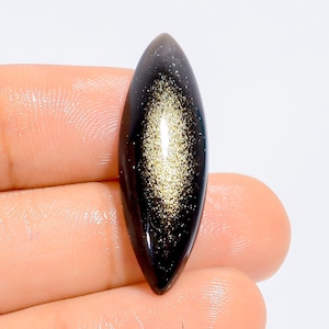 Natuurlijke gouden glans Obsidiaan Marquise vorm cabochon edelsteen voor het maken van sieraden 15 kt. 32 x 11 x 6 mm (steen als foto)