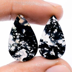 Natürliche Moosachat Birnenform Cabochon Lose Edelstein-Paar für Ohrringe Gewicht 15 Karat Größe 20X12X4mm