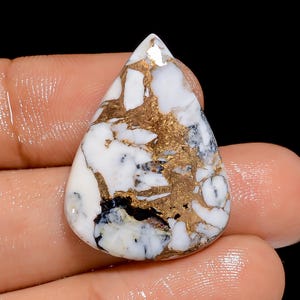 White Buffalo Kupfer Türkis Birne Form Cabochon Edelstein für die Herstellung von Schmuck 17 Ct. 28X21X4 mm (Stein wie Abbildung)