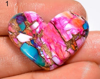 Natürliche Spiny Oyster Türkis Herzform Cabochon Lose Edelstein für die Herstellung von Schmuck (Stein wie Bild