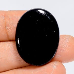 Cabochon de forme ovale en tourmaline noire naturelle, pierre précieuse en vrac pour la fabrication de bijoux, 36 carats 26X20X4 mm (Pierre comme sur l'image