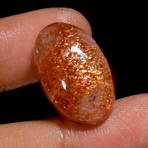 Cabochão oval de pedra solar natural, pedra preciosa de pedra solar solta, cristal de pedra solar brilhante, pedra para fazer joias, tamanho 22X14X6mm, peso 18 quilates