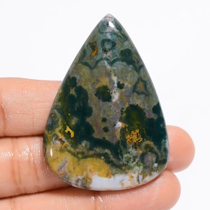 Pietra preziosa sciolta cabochon a forma di pera in diaspro oceanico naturale per la creazione di gioielli, peso 80 carati, dimensioni 49X35X6 mm (pietra come da foto)