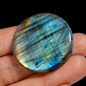 Natürliche Labradorit runde Form Cabochon lose Edelstein für die Herstellung von Schmuck 66 Ct. 33X33X7 mm Labradorite Crystal ( Stein wie Bild )