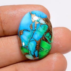Natural Green Blue Copper Turquoise Oval Shape Cabochon Loose Gemstone For Making Jewelry 20 Ct. 23X17X5 mm (Stone as picture)