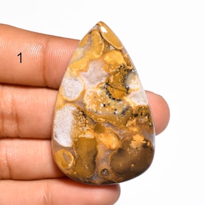 Piedra preciosa de ágata de lunares naturales, piedra de lunares amarilla, cabujón de piedra preciosa suelta, piedra de ágata de lunares para hacer joyas (piedra como en la imagen)