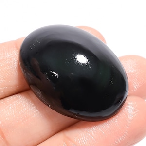Obsidienne naturelle arc-en-ciel, 32 x 22 x 11 mm, 58 carats, jeu de feu, obsidienne arc-en-ciel, forme ovale, pierre d'obsidienne arc-en-ciel