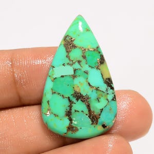 Natürliche Grün Kupfer Türkis Birne Form Cabochon Lose Edelstein für die Herstellung von Schmuck 21 Ct 32X19X4mm (Stein wie abgebildet