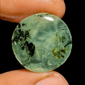 Cabochon en préhnite naturelle de forme ronde, pierres précieuses en vrac pour la fabrication de bijoux, 23 carats 21 x 21 x 5 mm (pierre comme sur la photo)