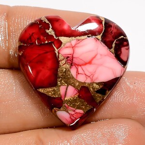Raro cabochon a forma di cuore di turchese di bufalo rosso, pietra preziosa sfusa per la creazione di gioielli, 26 carati, 24 x 24 x 5 mm (pietra come da immagine)