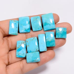 Cabochon di turchese Kingman naturale a forma di raggiera, pietre preziose sciolte, lotto da 10 pezzi, per la creazione di gioielli, 68 carati, 12 x 12, 19 x 13 mm (lotto come da immagine)