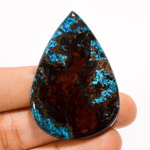 Cabochon de Shattuckite naturelle, dos plat, cristal poli, taille 48 x 33 x 6 mm, cristal de Shattuckite