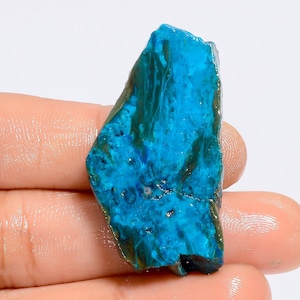 Crisocolla naturale a forma di fetta grezza, pietra preziosa sciolta per la creazione di gioielli, 51 carati, 40 x 21 x 5 mm (fetta come da immagine)