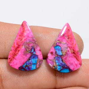 Coppia di pietre preziose sfuse cabochon a forma di pera in turchese ostrica naturale per realizzare orecchini 16 ct 22X15X3mm (coppia come da foto)