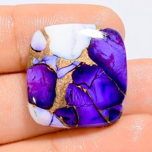 Cabochon a forma di cuscino in turchese, rame, bianco, viola e rosa, naturale, per la creazione di gioielli, 25 ct, 22 x 22 x 5 mm (pietra come da immagine)
