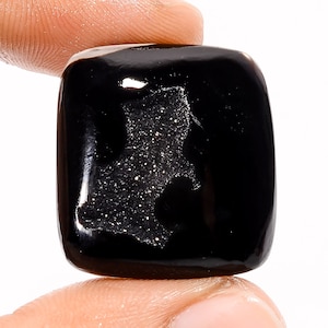 Natürlicher schwarzer Onyx Druzy Edelstein, schwarzer Diamant Druzy Cabochon, strahlende Form Größe 26X24X7 mm Gewicht 43 Karat, Schmuckstein