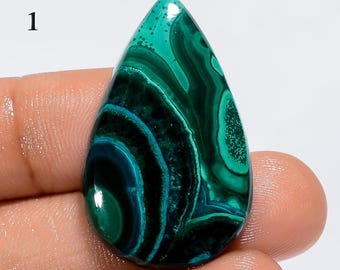 Chrysocolla Malachite Cabochon: Green Sky Gemstone, African Origin